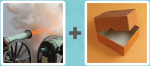 Pictoword level 115 - Cannon Fire Cardboard Box