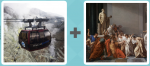 Pictoword level 495 - Cablecar High Carriage Crowd Painting Classic Art