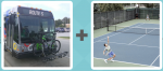 Pictoword level 537 - Bike Bus Route Tennis Serve Court