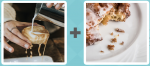 Pictoword level 556 - Coffee Latte Full Milk Pouring Spilling Overflowing Cup Mug Barista Crumbs Donut Bread Pastry