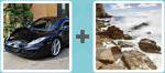 Pictoword Brands level 10 - Black Sports Car Rocks Waves Bay