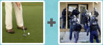 Pictoword Holidays level 25 - Golf Putt Hole Par Raid Cops Bust