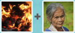 Pictoword Holidays level 4 - Fire Hot Coals Wood Burn Flame Old Woman Grandma Age